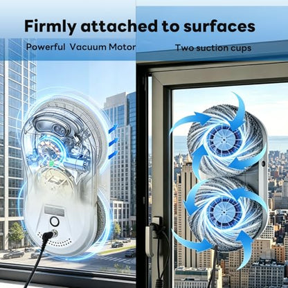 Automatic Smart Window Cleaning Robot, SmartClean Hands-Free Glass Cleaner with Remote Control, 2800Pa Suction for Spotless Mirrors & Tiles, Safe for High-Rise Floor-to-Ceiling Windows