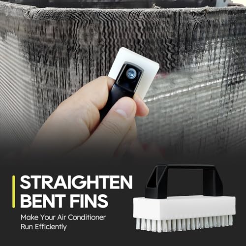 2-in-1 AC Fin Comb Straightener & AC Coil Cleaner Brush, Stiff Bristle Brush, Straighten & Clean Air Conditioner Fins, HVAC Maintenance Clean Tool for Condenser, Evaporator, Radiator