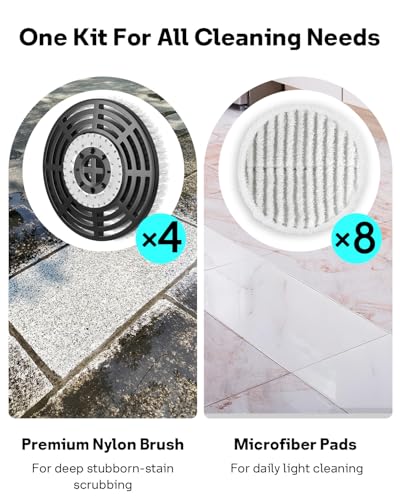 Leemone Steam & Scrub Mop Replacement Pads Kit for Shark S8001 S8201 S8002BRN S7001 S7201, Heavy Duty Scrub & Daily Clean Bundle, Washable Reusable (4 Brush Heads + 8 Microfiber Pads Refills) - color: S7000 (4+8)