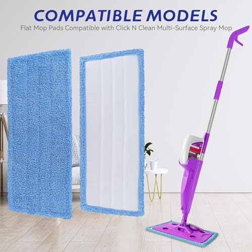 Sgizoku Mop Pads Replacement for Rejuvenate, Compatible with Rejuvenate Click N Clean, Resuable Microfiber Mop Refill Head, Easy to Replace, Machine Washable (6 Pack, Purple, Microfiber, Floor) - color: 6 Pack