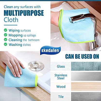 Microfiber Cleaning Cloth Lint Free Glass Cleaner Window Polishing Streak Free Miracle Easy Clean Rag Reusable for Mirror Kitchen Dish Auto Detailing,Pack of 8, 12'' x 16'', Light Grey - color: Light Grey, 12 X 16 Inch