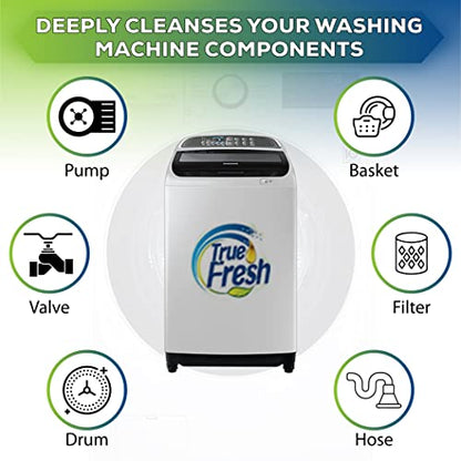 True Fresh 15-Pack Washing Machine Cleaner Tablets (12-Month Supply) & 2-in-1 Toilet Brush & Plunger Set - Ultimate Deep Cleaning for a Fresh, Sparkling Home