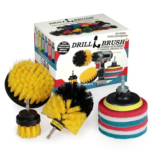 Drillbrush Power Scrubber Brush Set - Drill Brush Attachment - Grout Brush Drill Attachment - Drill Scrubber Attachment - Bathroom Cleaner Scrub Brush - Toilet Brush Cleaning Supplies - Grout Cleaner - color: Yellow