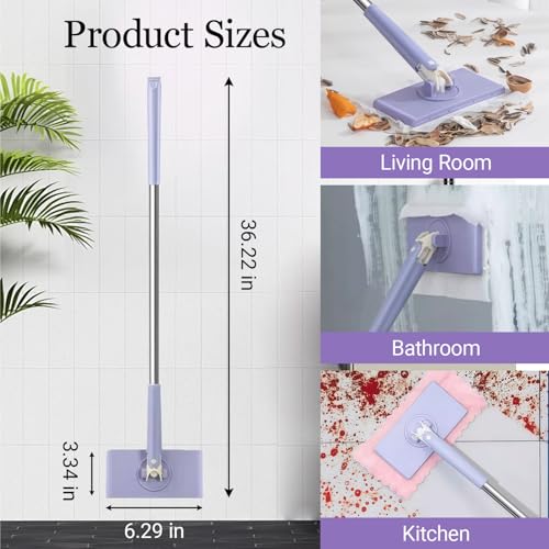 Snapy Gripl Minil Mopa Cleanc,2026 New Clipc Mopa Workss Bothl Dryy and Wetq Cleaning,Suitableba for cleaningba wardrobeba wallssa，Zero Touch Minil Mopa One-Touchh Clothh Replacementt (Purple) - color: Purple