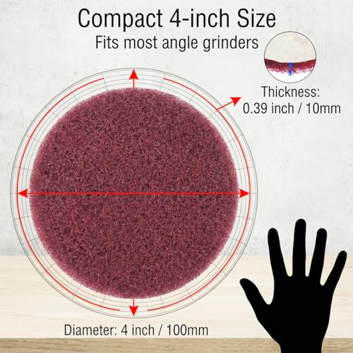 4 Inch 400 Grit Drill Brush Scrubber Scouring Pads, 20 Pcs Hook & Loop Power Scrubber Scour Pad for Rotary Tools, Random Orbital Sander (Red) - style: Red - 400#