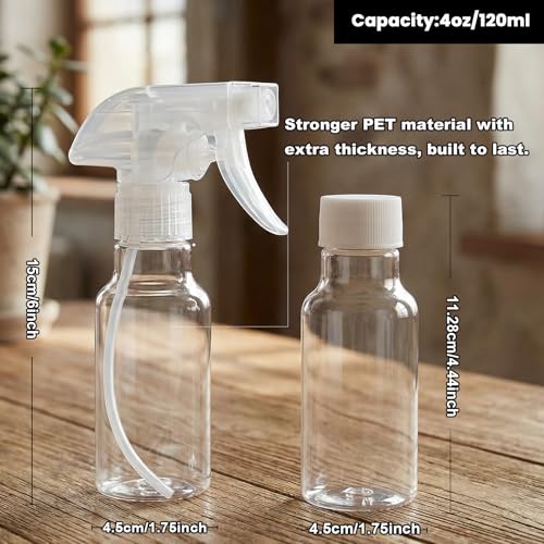 Spray Bottles 4oz/120ml Small Spray Bottle for Hair Plastic Mist/Stream Spraying Heavy Duty Empty Spray Bottles for Cleaning Solutions, Plants 2 Pack - color: Clear-2