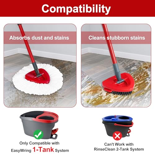 DLAIMI Mop Handle Replacement for Ocedar, 4 Section 30" to 58" Extendable Length Mop Stick for Ocedar Spin Mops Refills and Brooms Floor Cleaning, Include Base and Scrub Brush - size: Mop Handle&Brush&Base