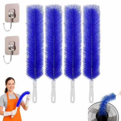 Bendable Microfiber Head, Reusable Dust Remover, 2026 New Fan Cleaning Brush Bendable Cobweb Duster Washable ldeal for Electric Fans Air Conditioning, Home Car Vents, Curtain (4Pcs Blue) - color: 4pcs Blue