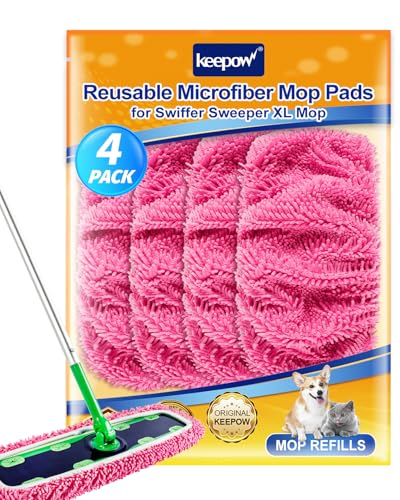 Microfiber Mop Pads for Swiffer XL Mops Reusable Wet and Dry Mopping Cloths Compatible with Swiffer Sweeper XL,4 Pack Pink Washable XL Mop Refill Replacement for All Hardwood Dry & Wet Cleaning - size: 4 Pack, Pink