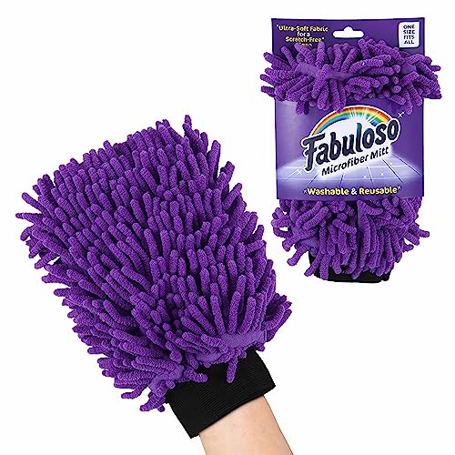 Fabuloso Microfiber Cleaning Mitt Glove, Lint-Free Scratch-Free Dusting and Washing for Furniture, Blinds, Baseboards, Shelves and Car Interior, One Size Fits All, Purple, 1 Count - color: Purple, size: 1 Count