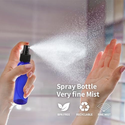 36 Pack Blue Small Spray Bottles 4 oz/120 ml Plastic Spray Bottles, Fine Mist Empty Small Travel Spray Bottle, Refillable Mini Sprayer Empty Bottle Bulk with 10 Funnels and 10 Labels - color: Blue