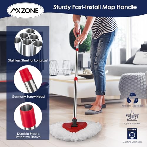 Spin Mop Head Replacement Handle Compatible with O Cedar EasyWring 1-Tank System, 4 Mop Replace Heads, 1 Mop Handle, 1 Base and 1 Scrub Brush Combo Set - size: 7pcs 1-Tank Mop Set