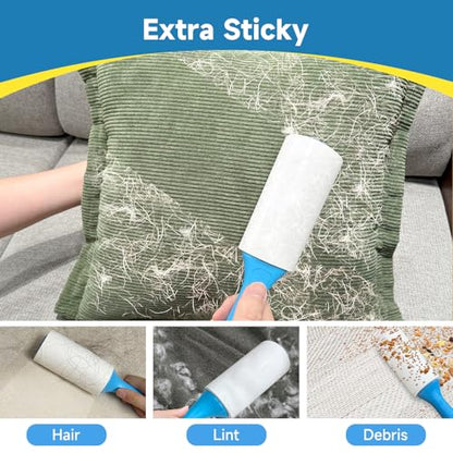 Swihauk 1200 Sheets Extra Sticky Lint Rollers for Pet Hair, Easy Spiral Tear Lint Roller for Clothes with Ergonomic Handle, Multipurpose Lint Remover for Furniture, Carpet, Car Seat - size: 1200 Sheets
