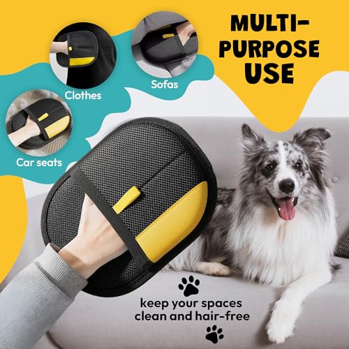 Pet Hair Remover Glove Set 2-Pack — Dog & Cat Grooming Glove, Pet Hair Remover for Furniture, Clothes & Car Seats, Reusable Lint Roller Alternative, Gift for Pet Owners