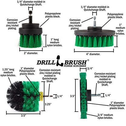 Drillbrush Green – Drill Power Kitchen Scrub Brush Kit – Oven Cleaning Drillbrush Attachment – Drill Scrubber Attachment for Dishes – Stove Cleaning Brush for Drill - color: Green