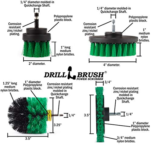 Drillbrush Green – Drill Power Kitchen Scrub Brush Kit – Oven Cleaning Drillbrush Attachment – Drill Scrubber Attachment for Dishes – Stove Cleaning Brush for Drill - color: Green