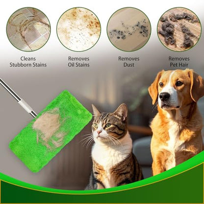 4 Pack Reusable Microfiber Mop Pads Compatible with Swiffer Sweeper, Washable Wet Mopping Cloths and Dry Sweeping Cloths, Wet Pad Refills for Hardwood Floor Cleaning(Mop is Not Included)