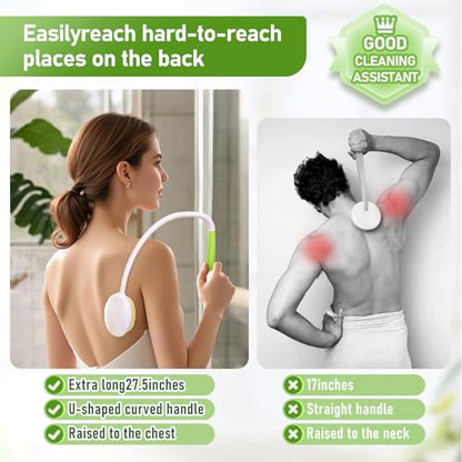 Fanwer 27.5" Long Handled Back Bath Brush for Shower, Back Scrubber for Shower with U-Shaped Curved Handle, Loofah Shower Brush Back Washer for Elderly, Men and Women, Adaptive Equipment for Shower - size: 1pc 27.5"