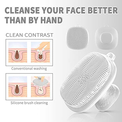 Silicone Face Scrubber for Men Facial Cleansing Brush Silicone Face Wash Brush Manual Waterproof Cleansing Skin Care Face Brushes for Cleansing and Exfoliating (White) - color: White