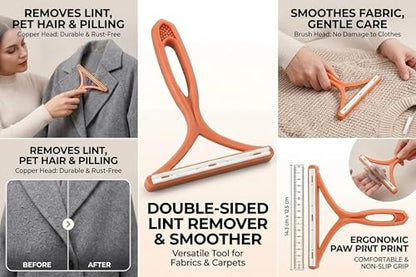 Pet Hair Remover Carpet Scraper - Lint Remover Tool with Two Way Edge for Sofa Coat Rug Bedding Furniture 1Pack(Orange) - color: Orange