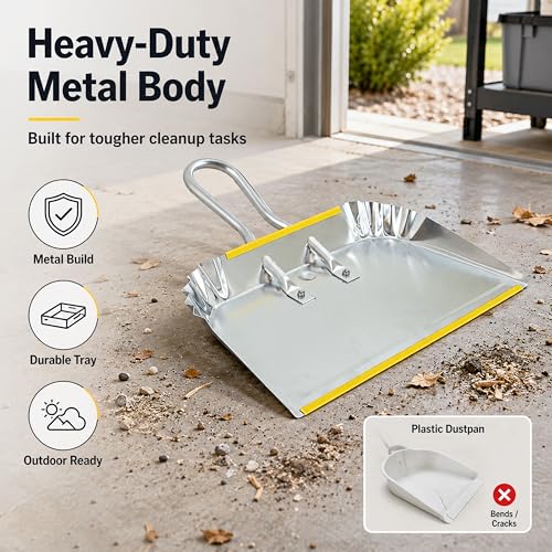 3-Pack 17" Heavy Duty Metal Dust Pans, Wide Dustpans for Household, Easy to Assemble - size: 3 Count (Pack of 1)