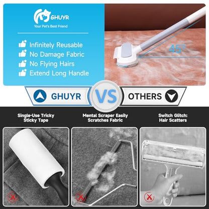 Cat and Dog Hair Remover for Couch & Furniture, Better Than Lint Rollers for Pet Hair, Reusable, Washable Fur Cleaner for Carpets, Clothing, Bedding, Portable Multi-Surface Tool for Home & Car