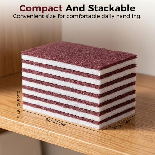 Carborundum Sponge Pads, Heavy Duty Scouring Sponges for Stainless Steel Pans, Reusable Cleaning Scrub Pads, Removes Grease Stains, Kitchen Dish Cleaning Tools (10)