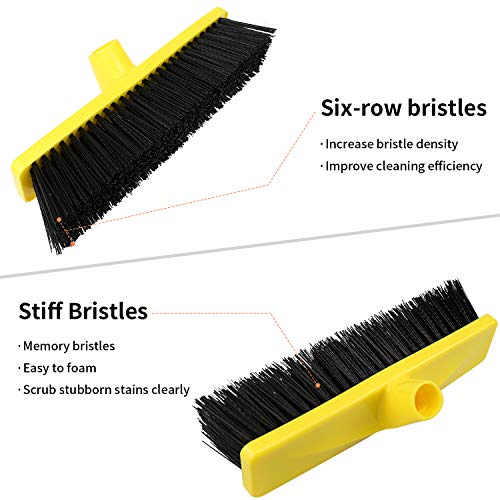 Push Broom Outdoor Indoor Broom 12" Wide,50" Long Handle with Stiff Bristles for Cleaning Scrubbing Deck Driveway Yard Patio Wood Stone Tile Floor