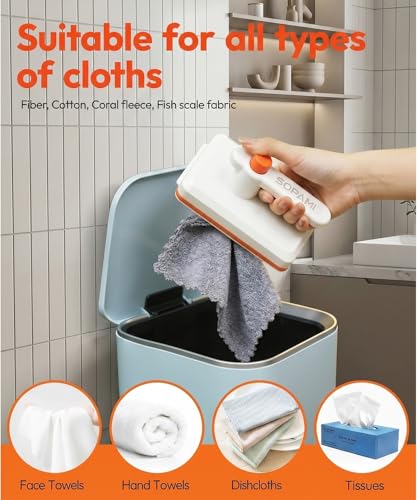 Sopami Handheld Snap Grip Mini Mop Use Any Cloth - Convenient Cloth Changing Mini Mop for Home Use with Easy Tap Handle（Includes 10 Washable Pads