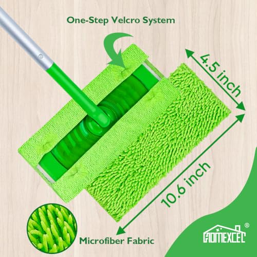 HOMEXCEL Microfiber Mop Pads Compatible with Swiffer Sweeper, 10 Pack | Reusable Machine Washable Pad Refills, Mop Head Replacements for Multi Surface Floor Cleaning