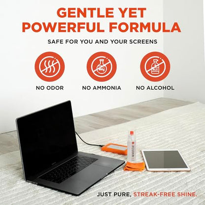 WHOOSH! Screen Shine Duo - Screen Cleaner Spray for iPad, Monitor, Laptop, MacBook - 3.4 oz & 0.3 oz Bottles with 2 Microfiber Cloths - Portable Electronic Cleaning Kit for Travel, Office, and Home - size: 3.7 Fl Oz (Pack of 1)
