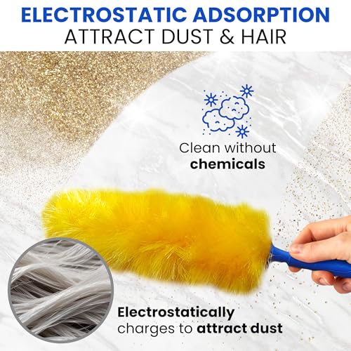 US Duster Company Static Duster - 23-inch Electrostatic Dusters - Long and Flexible Static Feather Duster - Soft Nylon Fibers - Long Duster for Home Cleaning - Attracts Dust Like a Magnet 2 Pack