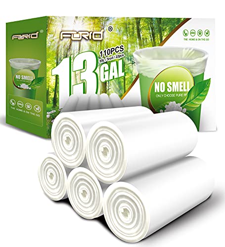 FORID 13 Gallon Trash Bags - Clear Plastic Garbage Bags Medium Tall Trash Can Liners for Kitchen Office Home Waste Bins Unscented One Box with 5 Roll 110 Count 55 Liter - Thick & Durable Trash Bag - style: 13 Gal (110 Count)