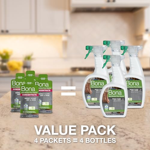 Bona Multi-Surface Floor Cleaner Concentrate - 1 fl oz - 4-Pack - Residue-Free Floor Cleaning Solution for Bona Spray Mop and Spray Bottle Refill - For Stone, Tile, Laminate, and Vinyl Floors - size: 1 Fl Oz (Pack of 4)