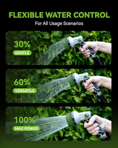 RAINPOINT Full-Metal Garden Hose Nozzle, Heavy Duty Water Hose Nozzle Sprayer With 10 Adjustable Patterns & High Flow,Thumb Control For Flow Adjustment, Ideal For Watering, Washing, Dark Green-2PCS - color: Dark Green