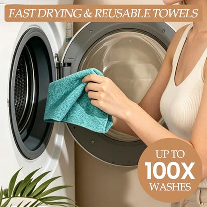 Reusable Microfiber Cloth, 75-Pack,Tear Away Microfiber Towels,(12" x 12") Washable,Perfect for Kitchen, Bathroom and Dish Cleaning (Blue) - color: Blue
