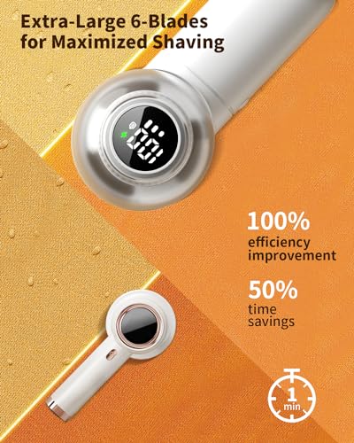 Fabric Shaver, 𝟮 𝗶𝗻 𝟭 Rechargeable Lint Remover with Brush, Large Sweater Shaver with Digital Display, 3 Speeds Lint Shaver, 6-Leaf Blades Lint Remover for Clothes, Sofa, Bedding, White - color: White
