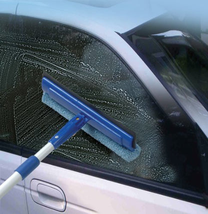 Superio Window Washer and Silicone Squeegee, Auto Easy Grip Extendable Handle Micro-fiber Washer with Rubber Squeegee