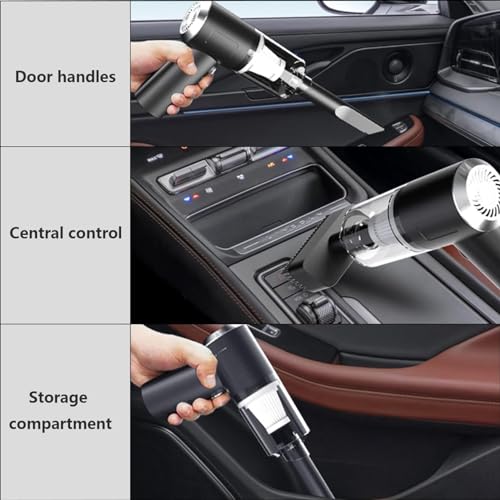BLOWEST Handheld Car Vacuum Cleaner, 120W High Power Mini Handheld Vacuum, Rechargeable Portable Vacuum Cleaner with 2 in 1 Suction Nozzle for Home, Office and Car Cleaning (Black)