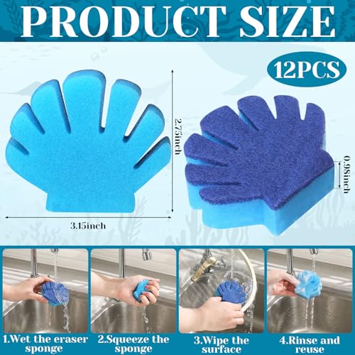 Tioncy 12 Pack Shell Kitchen Sponges Bulk Dual Sided Scrubber Sponges Dishwashing Kitchen Cleaning Accessories for Household Supplies