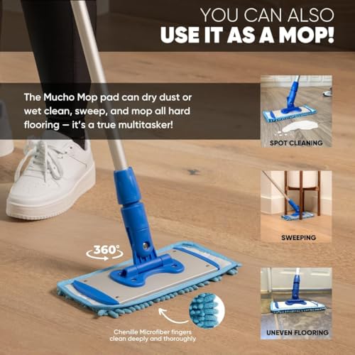 Microfiber Wholesale Baseboard Pro Mucho Mop, Chenille Microfiber Pad, 70" Handle, for Baseboards, Hardwood, Tile and Laminate Floors, 2.5 lbs - size: Baseboard Kit