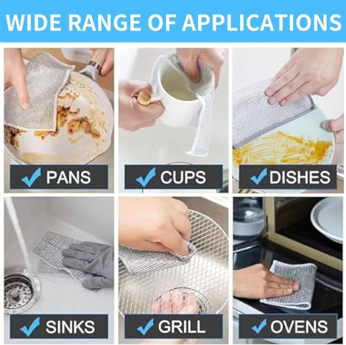 9PCS New Multifunctional Non-Scratch Wire Dishcloth, Multipurpose Wire Dishwashing Rags for Wet and Dry, Scrubs & Cleans for Pot, Bowl, Descaling, Kitchen Grime,Dishes, Sinks, Counters