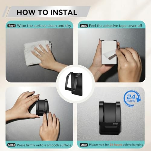 KIHOGEM Spray Bottle Hanger, Adhesive Spray Bottle Hook Stainless Steel Spray Bottle Holder Wall Mount Non Drilling for Cabinet, Kitchen or Under Sink 4pcs, Black - color: Black
