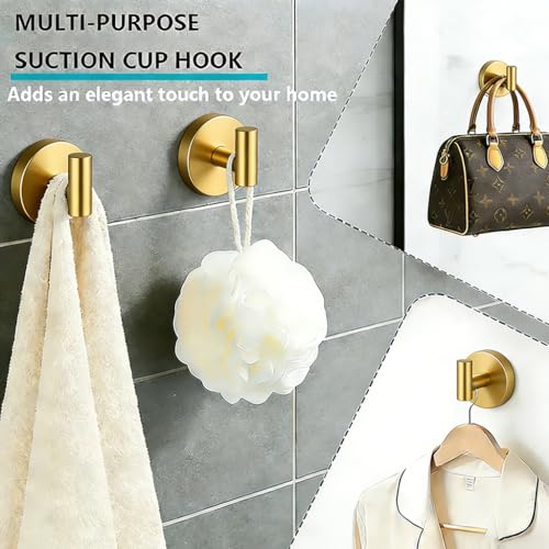 4 Pack Suction Cup Hooks Strong Towel Shower Storage Gold Wall Twist Tight Suction Hooks for Wash Wreath Hanger Loofah - color: Gold