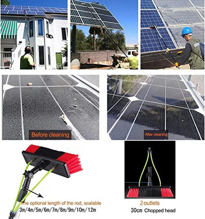 5m-12m Window Cleaning Pole, Window Cleaner Kit, Water/Hose Fed Pole, Window Cleaning Brush Equipment, Cleaning Photovoltaic and Solar Panels10m Rod 30cm Brush Head - color: 30cm Brush Head, size: 10m pole