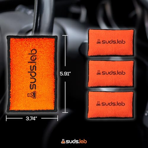 Suds Lab DS Microfiber Detailing Scrub Pad 3 Pack - Car Interior Cleaning & Detailing Microfiber Scrub Pads - Set of 3 - Safe On Leather, Vinyl, Plastic, Etc. - size: Set of 3
