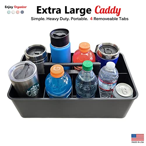 5 Extra Large Portable Carry Caddy, Black, Carrier for Cleaning Supplies, Tools, All-Purpose Carry Caddy Made In USA