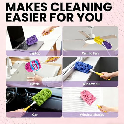 Fleece Reusable Duster Refills Compatible with Swiffer Hand Duster, 360 Washable Heavy Duty Duster Pads, Microfiber Washable Dusters Refills for Fan, Window, Furniture 6 Pack (Handle is Not Included) - color: 6 Pack (Mixed Color)