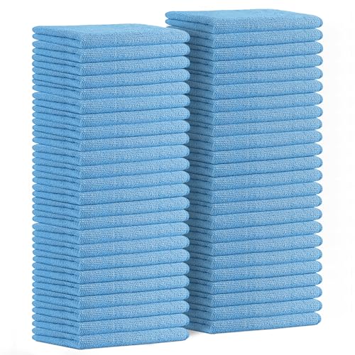 Avalon Towels Microfiber Cleaning Cloths (Value Pack of 48) - Size 16 x 16 Inches, Highly Absorbent Cleaning Rags, Lint Free, Reusable and Washable, Microfiber Towels for Cars - color: Blue, size: Pack of 48 - 16x16 Inches
