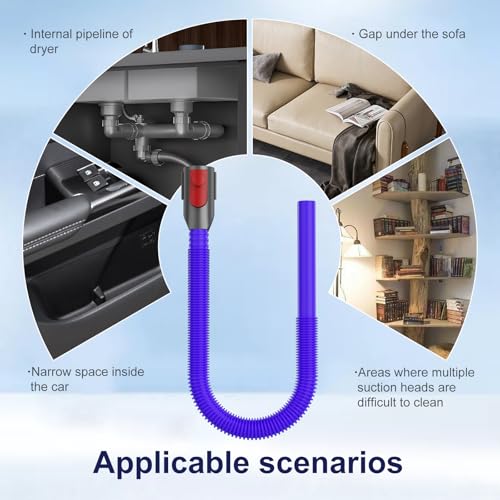 Dryer Lint Vacuum Attachment Compatible with Dyson V15 V12 V11 V10 V8 V7 Gen5 Cordless Vacuum Cleaner, Flexible Dryer Vent Cleaner Kit Lint, The switch lock, so you don't need press the switch tightly - style: 【V7-V15】Dryer Lint Vacuum Attachment+Switch l